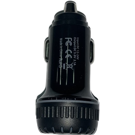 CARGADOR DE MECHERO  1 USB + 1 TOMA TIPO C, 3.1 AMPERIO, CON LED. COLOR NEGRO. 