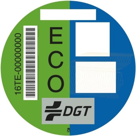 DISTINTIVO MEDIOAMBIENTAL VERDE - AZUL, ECO / HIBRIDO.